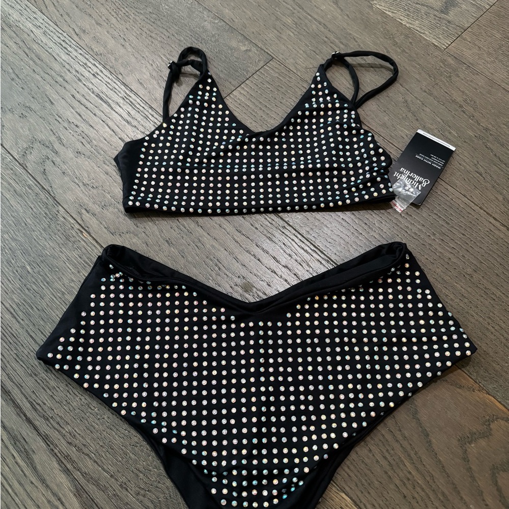 Midnight Ballerina Rhinestone Bikini Dancer Rave Festival Set